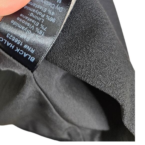 Black Halo 8 Brett Sheath Black Dress Classic Career Draped Minimalist - Picture 3 of 5